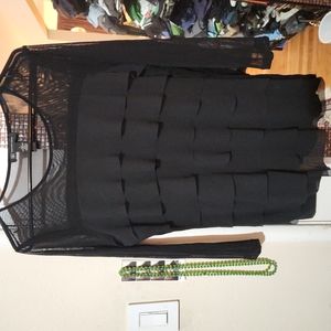 INC mesh ruffled evening top